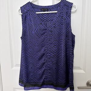 Violet & Claire Top Women L Purple Black Sleeveless Wide Strap V-Neck Casual